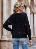 Sweet Heart Black Jumper-Fitshinling-autumn,black,casual,jumper,long-sleeved,winter