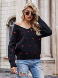 Sweet Heart Black Jumper-Fitshinling-autumn,black,casual,jumper,long-sleeved,winter