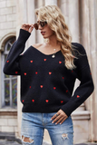 Sweet Heart Black Jumper-Fitshinling-autumn,black,casual,jumper,long-sleeved,winter