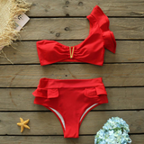 Glam Pop Hot Chili Bikini-Sporlike-bikini,high-waisted,red,ruffles,summer