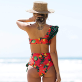 Glam Pop Sunset Bikini-Sporlike-bikini,orange,print,ruffles,summer