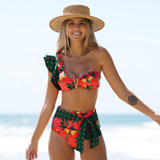 Glam Pop Sunset Bikini-Sporlike-bikini,orange,print,ruffles,summer