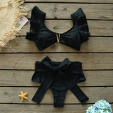 Glam Pop Liquorice Bikini-Sporlike-bikini,black,high-waisted,ruffles