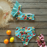 Glam Pop Papaya Bikini-Sporlike-bikini,blue,print,ruffles