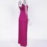 Hola Pink Slip Maxi Dress-Dressereal-cocktail,evening,maxi,pink,slip,spaghetti-straps,split