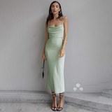 Veronique Green Party Dress-Dressereal-cocktail,evening,green,midi,party,spaghetti-straps