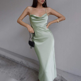 Veronique Green Party Dress-Dressereal-cocktail,evening,green,midi,party,spaghetti-straps