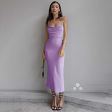 Veronique Lilac Party Dress-Dressereal-cocktail,evening,lilac,midi,party,satin,spaghetti-straps