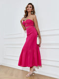 Sofia Pink Two-Piece Strapless Maxi Dress, sweetheart, ruffle