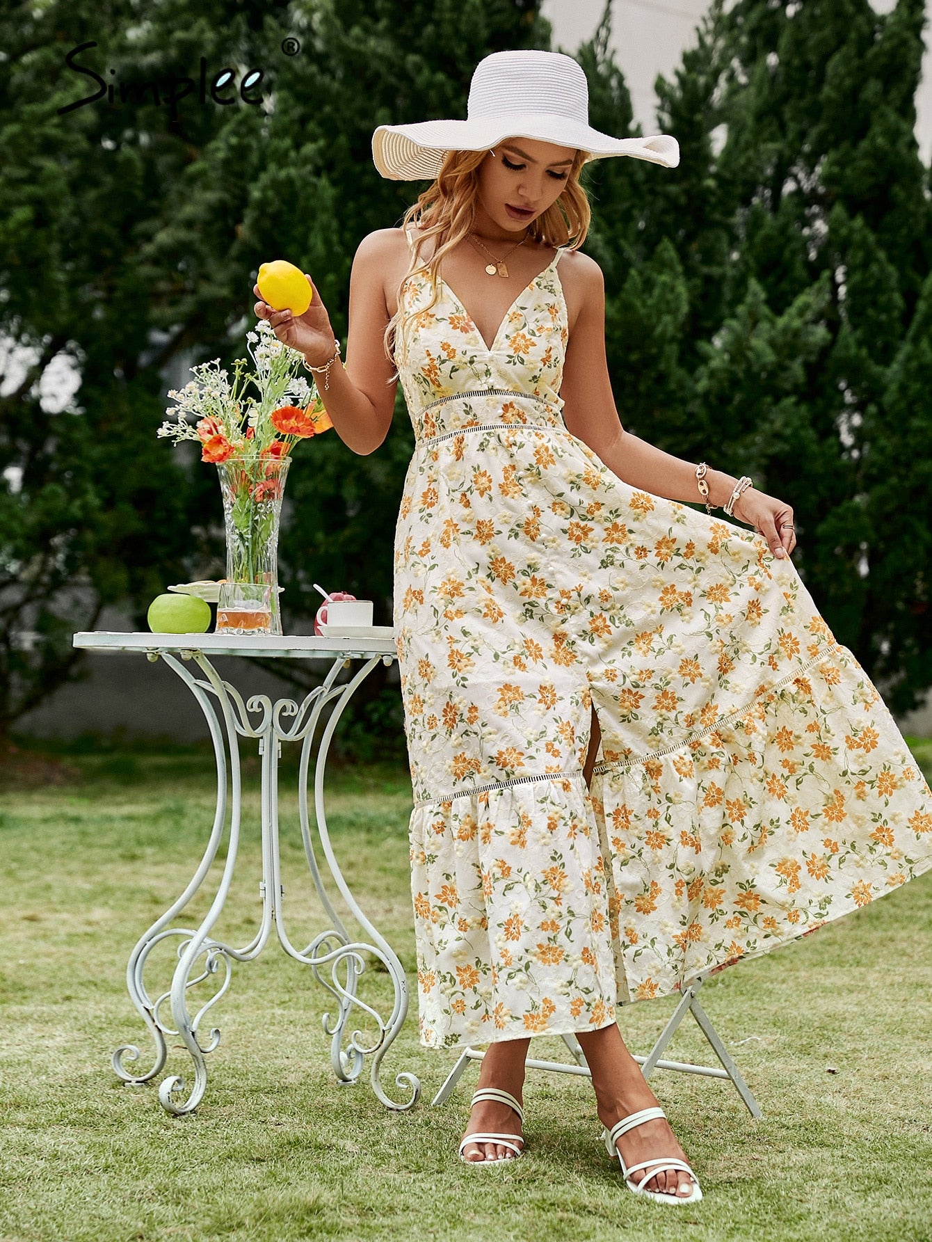 Catalina Orange Floral Summer Maxi Dress Orange / XL Catalina Orange Floral Summer Maxi Dress Orange / XL